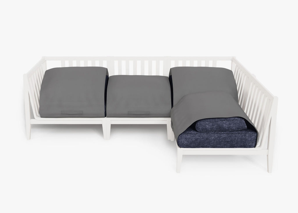 Canapé d'angle d'extérieur en aluminium blanc - 4 places