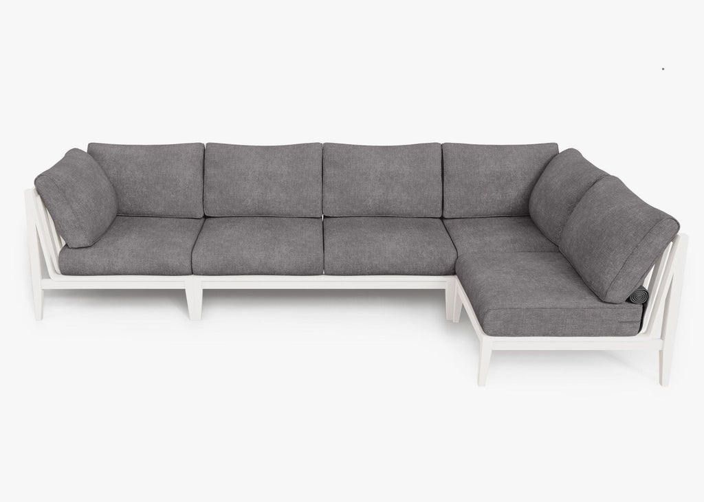 Canapé d'angle d'extérieur en aluminium blanc - 5 places