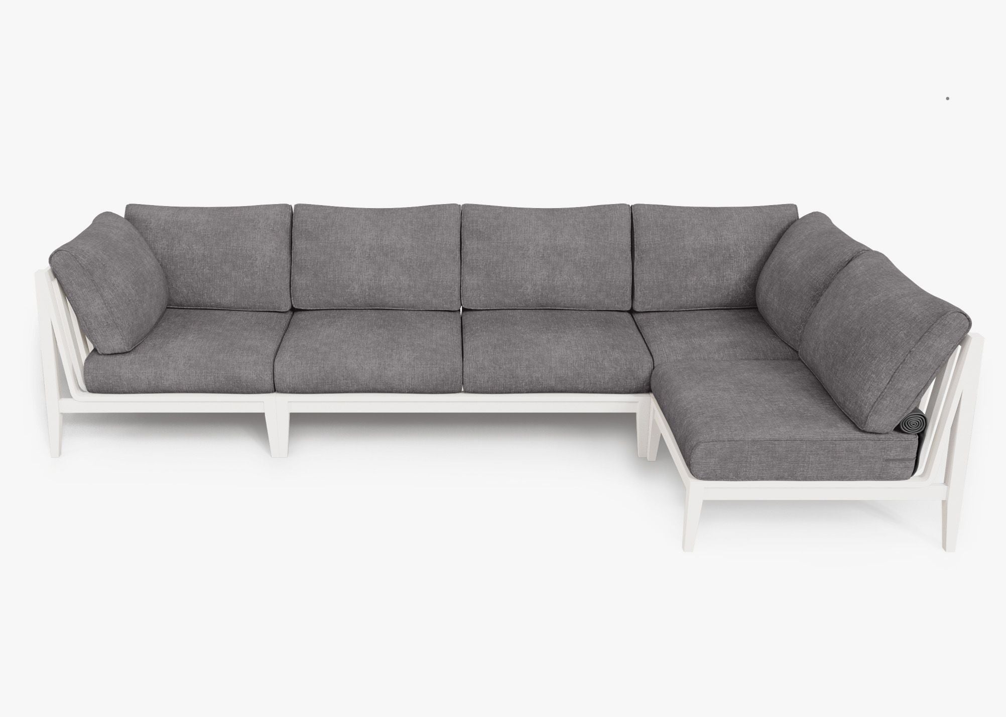 Canapé d'angle d'extérieur en aluminium blanc - 5 places