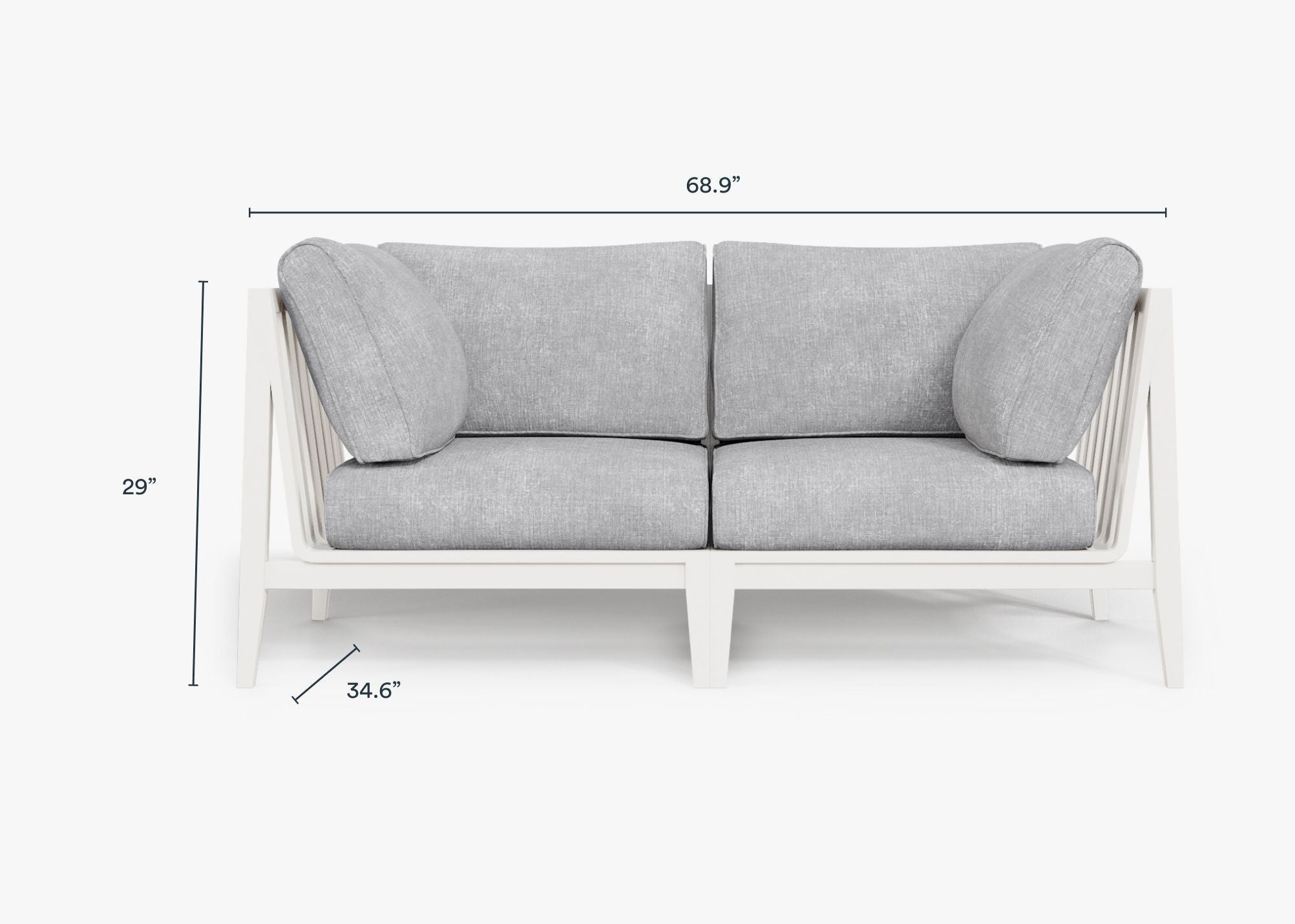 Canapé deux places d'extérieur en aluminium blanc