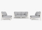 Canapé d'extérieur 4 places en aluminium blanc avec fauteuils sans accoudoirs