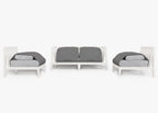 Canapé d'extérieur 4 places en aluminium blanc avec fauteuils sans accoudoirs