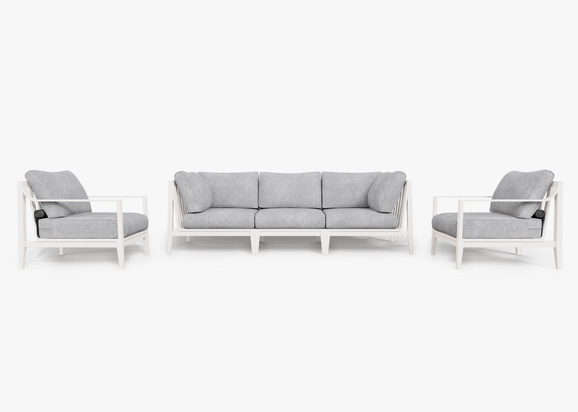 Canapé d'extérieur en aluminium blanc avec fauteuils - 5 places