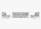 Canapé d'extérieur en aluminium blanc avec fauteuils sans accoudoirs - 5 places