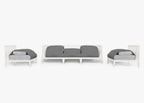 Canapé d'extérieur en aluminium blanc avec fauteuils sans accoudoirs - 5 places