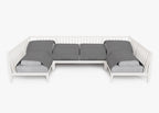 Canapé d'angle extérieur en aluminium blanc en forme de U - 6 places