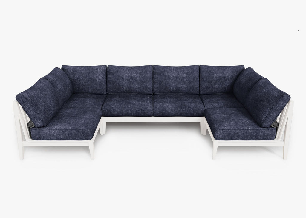 Canapé d'angle extérieur en aluminium blanc en forme de U - 6 places