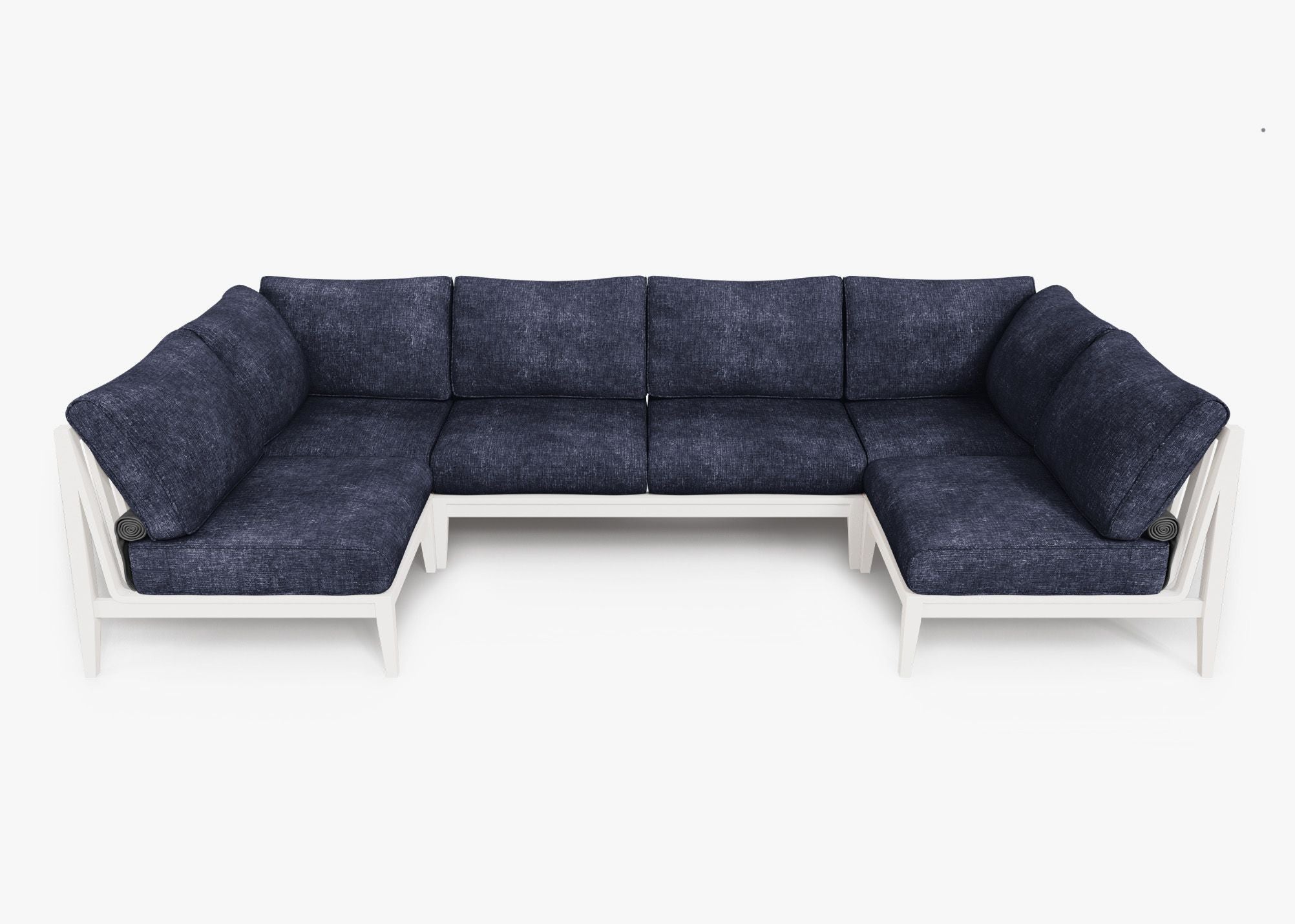 Canapé d'angle extérieur en aluminium blanc en forme de U - 6 places