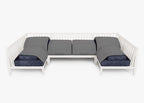 Canapé d'angle extérieur en aluminium blanc en forme de U - 6 places