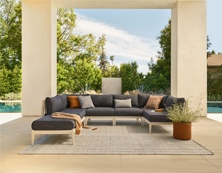 Pouf d'extérieur en aluminium anthracite (Experience Outer)