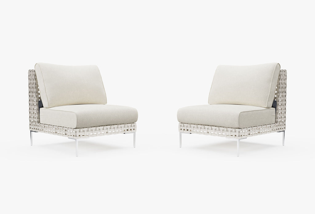 Ensemble de conversation de fauteuils de jardin sans accoudoirs en osier tressé ajouré