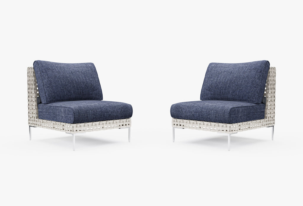 Ensemble de conversation de fauteuils de jardin sans accoudoirs en osier tressé ajouré