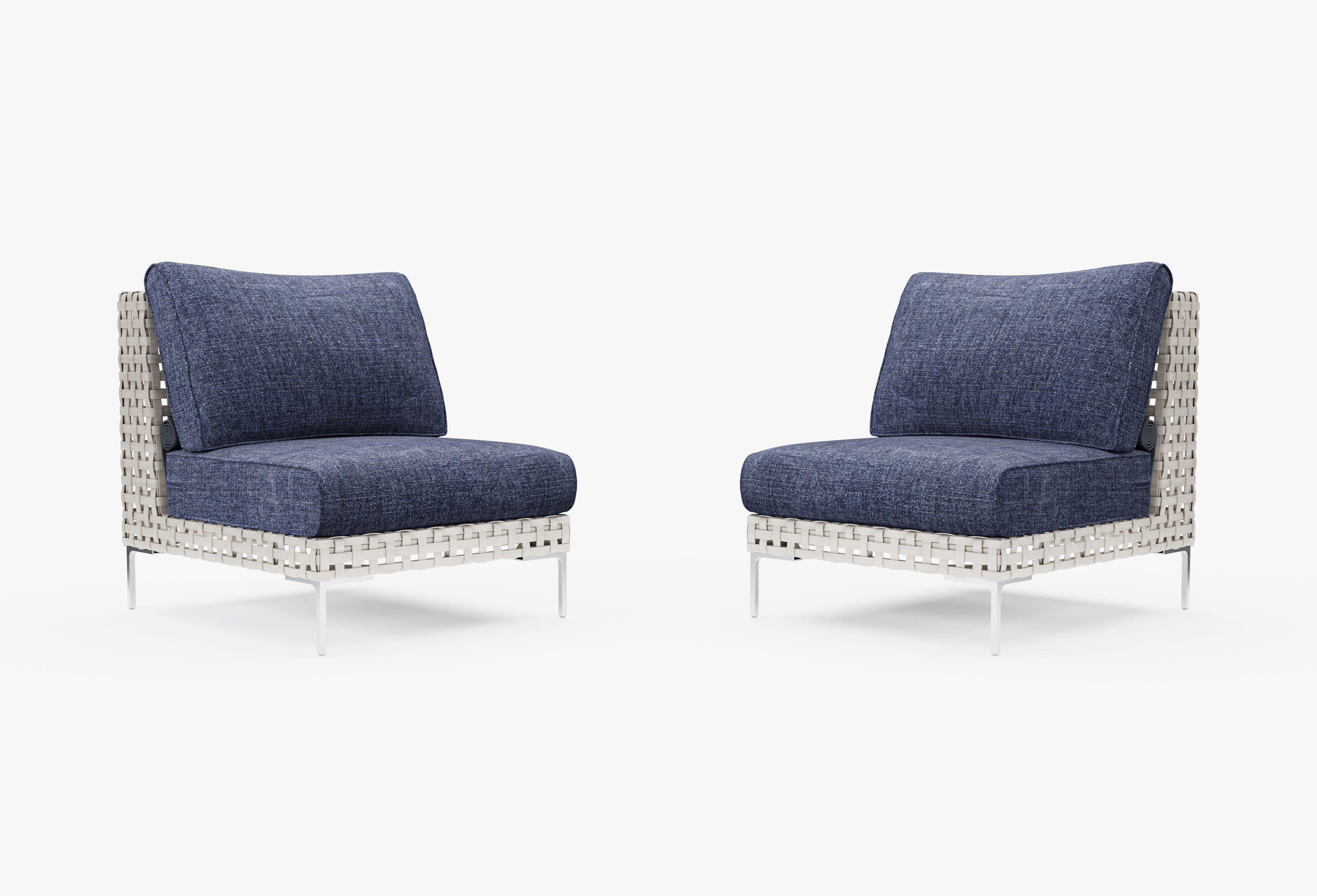 Ensemble de conversation de fauteuils de jardin sans accoudoirs en osier tressé ajouré