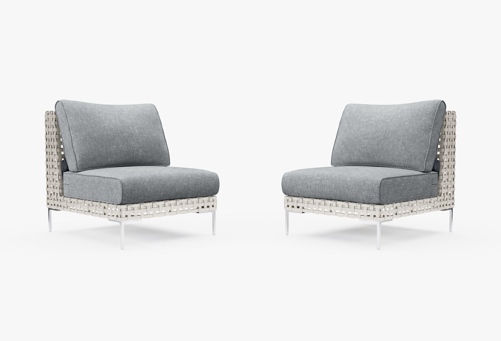 Ensemble de conversation de fauteuils de jardin sans accoudoirs en osier tressé ajouré