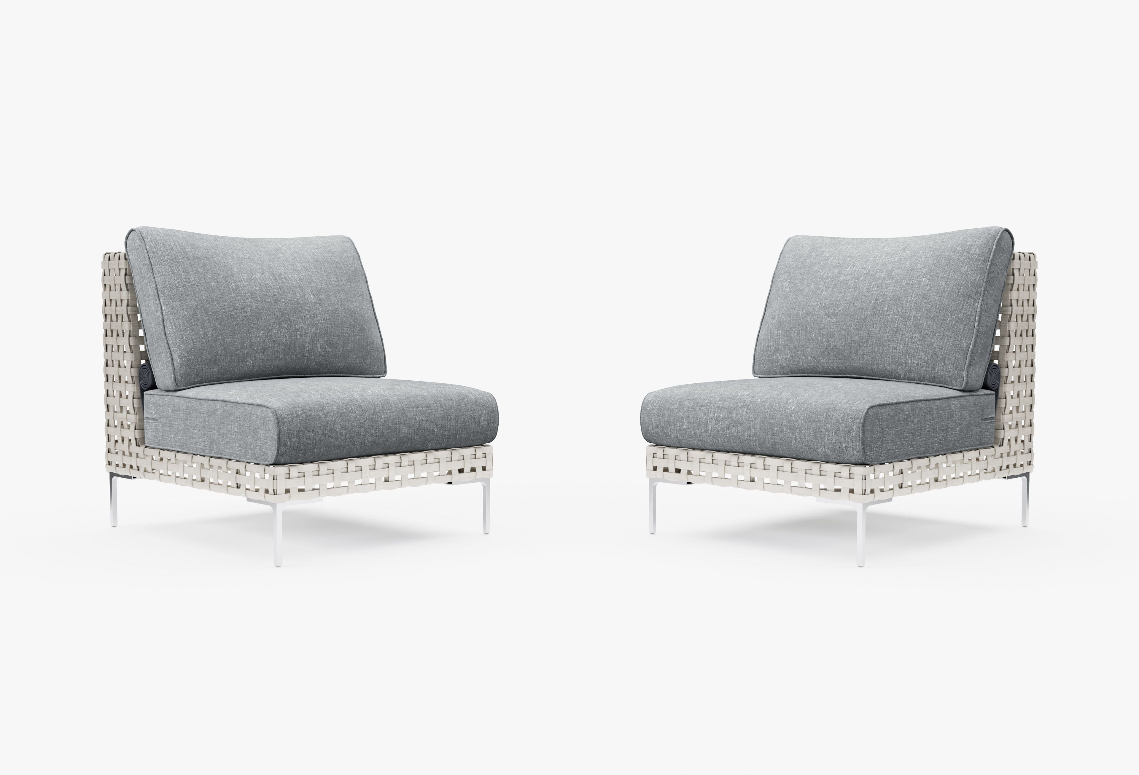 Ensemble de conversation de fauteuils de jardin sans accoudoirs en osier tressé ajouré