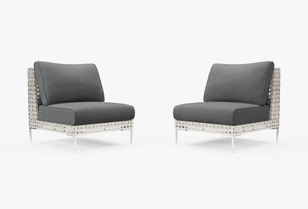 Ensemble de conversation de fauteuils de jardin sans accoudoirs en osier tressé ajouré