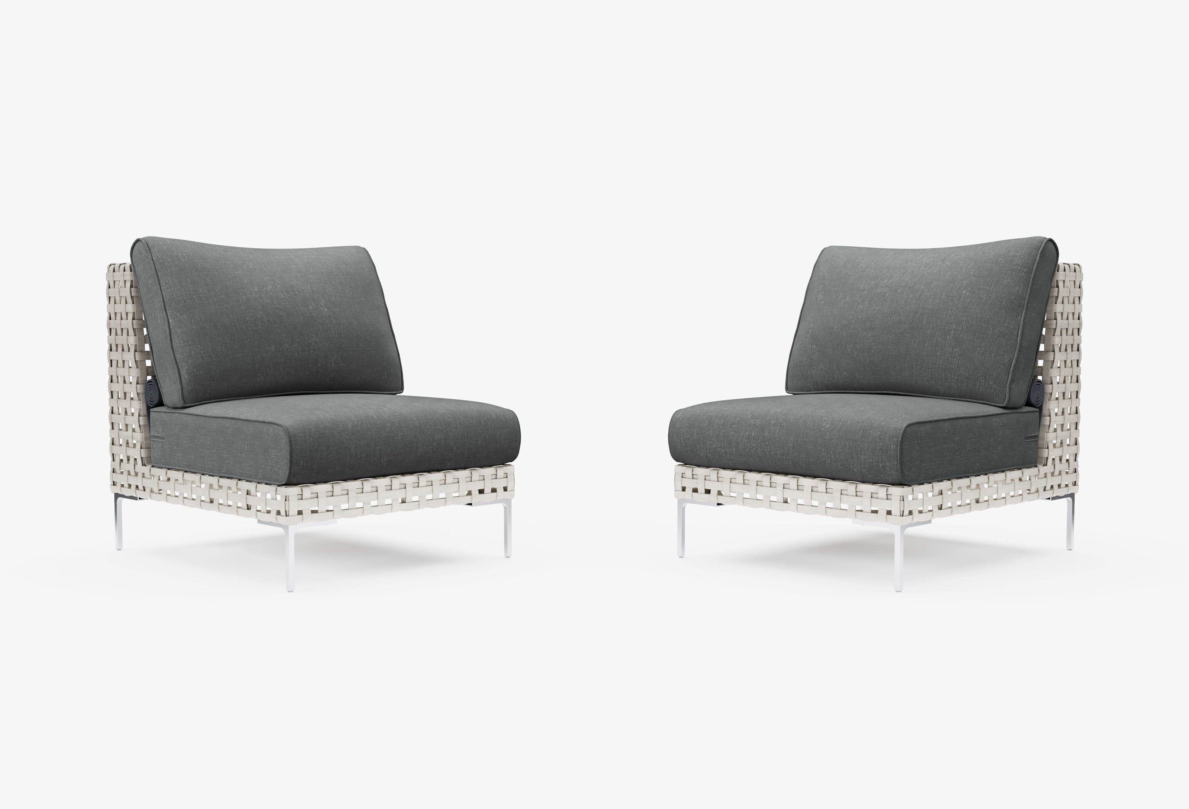 Ensemble de conversation de fauteuils de jardin sans accoudoirs en osier tressé ajouré