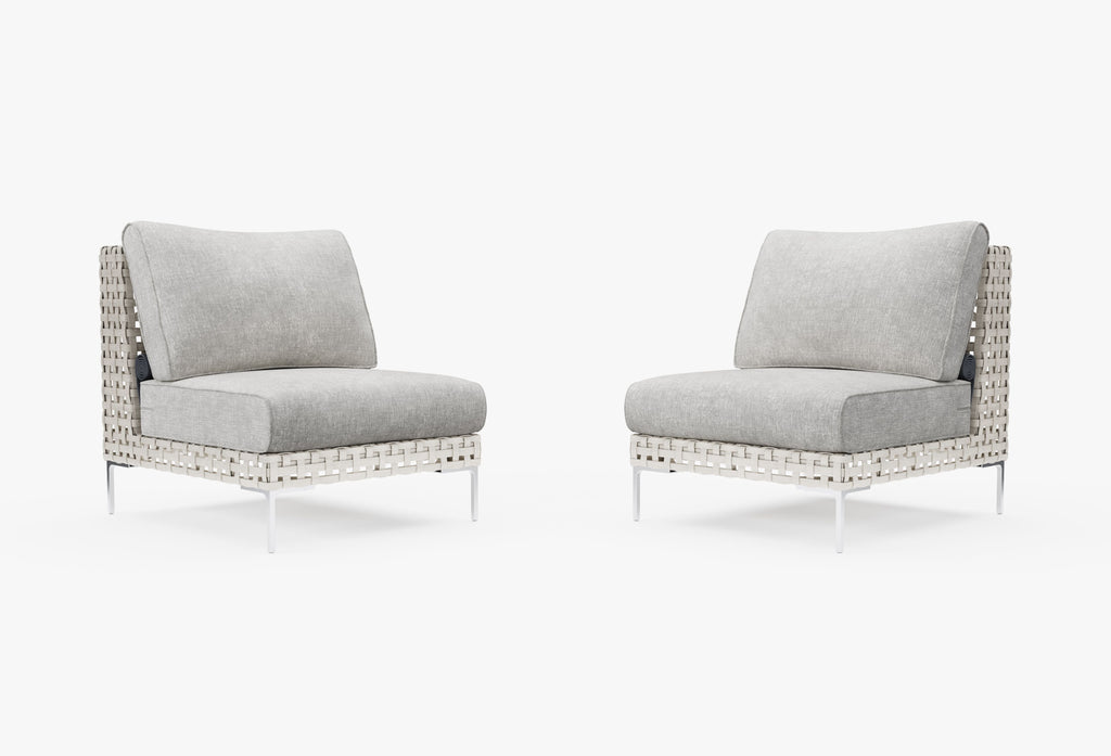 Ensemble de conversation de fauteuils de jardin sans accoudoirs en osier tressé ajouré