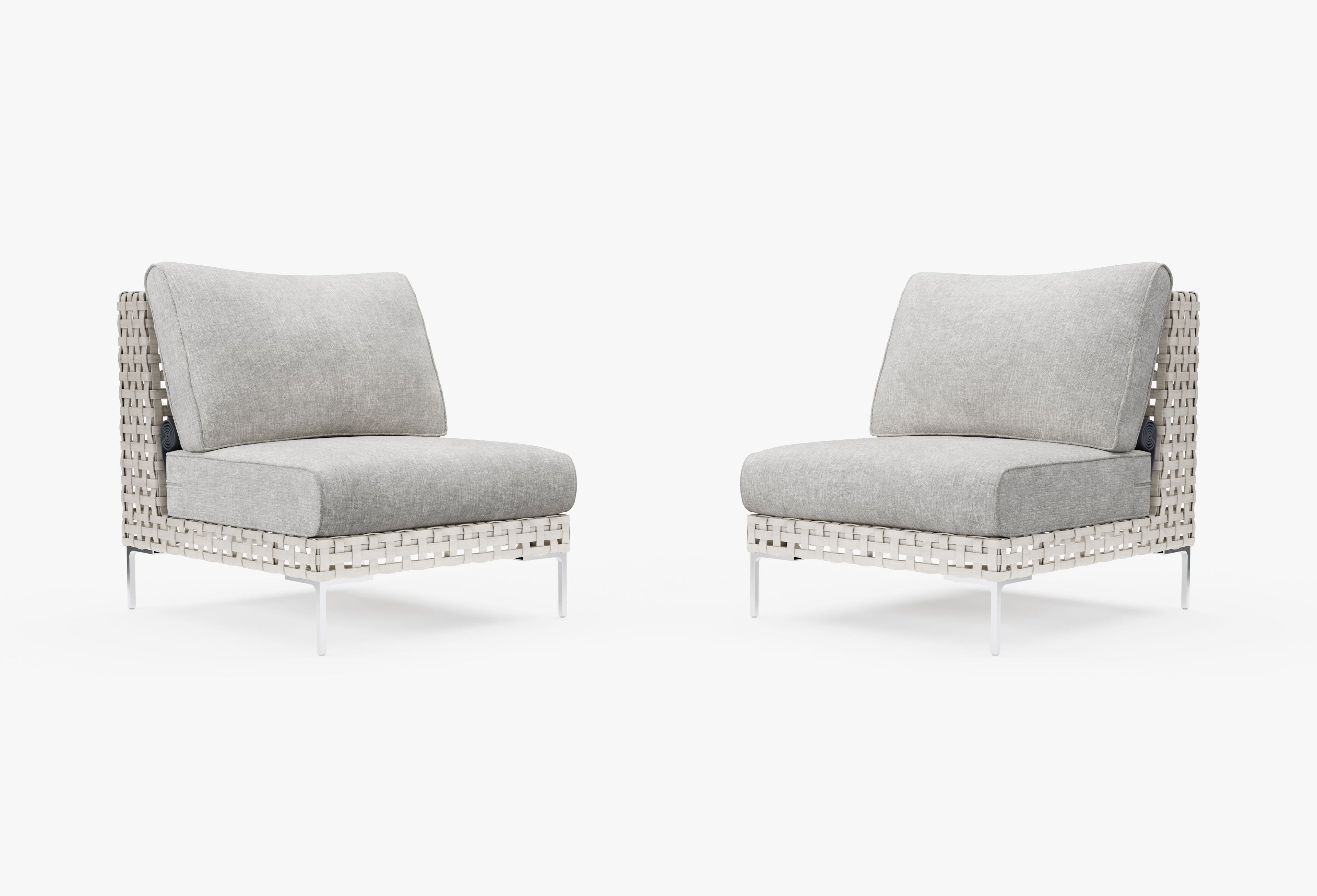 Ensemble de conversation de fauteuils de jardin sans accoudoirs en osier tressé ajouré