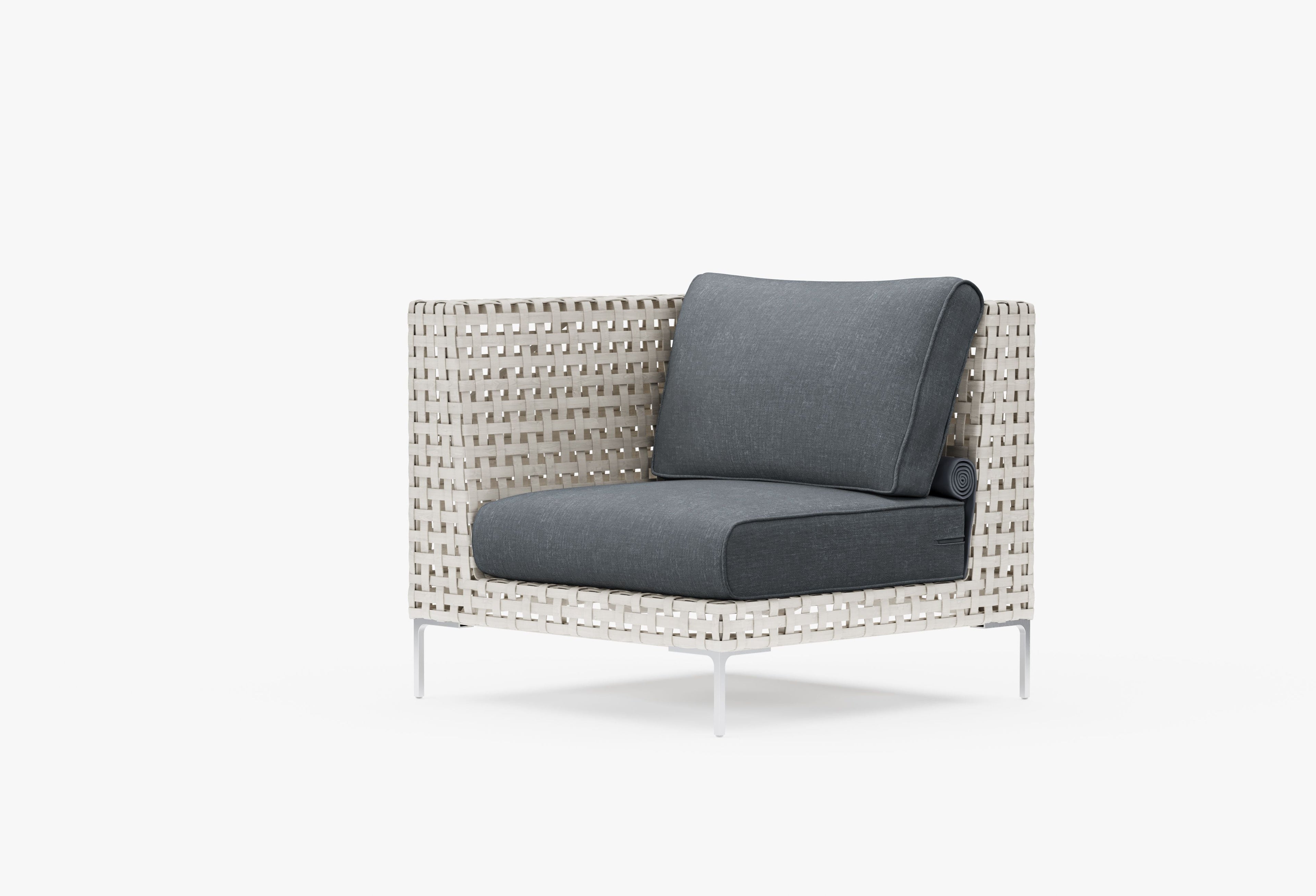 Fauteuil d'angle d'extérieur en osier tressé ajouré - Gauche/Droite