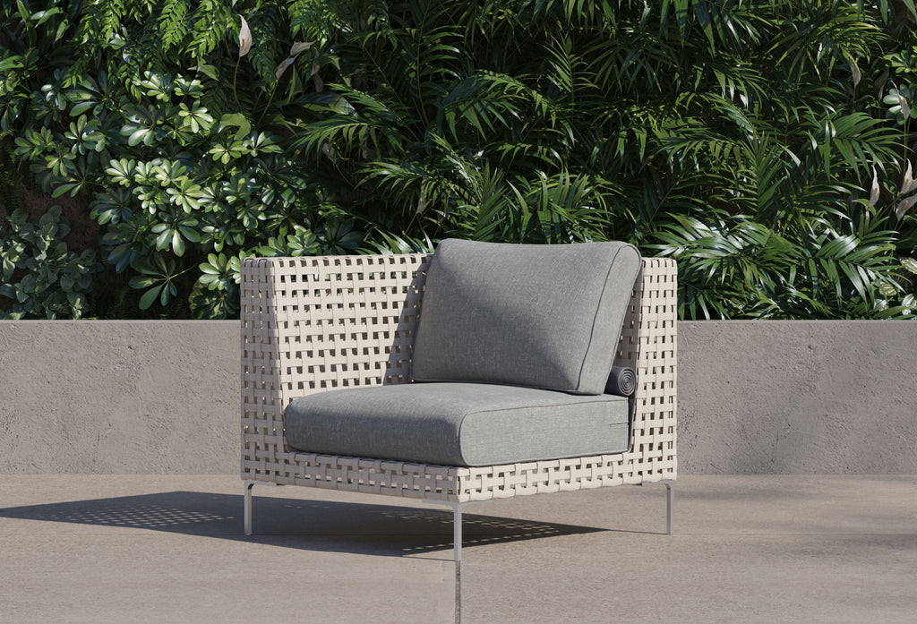 Fauteuil d'angle d'extérieur en osier tressé ajouré - Gauche/Droite