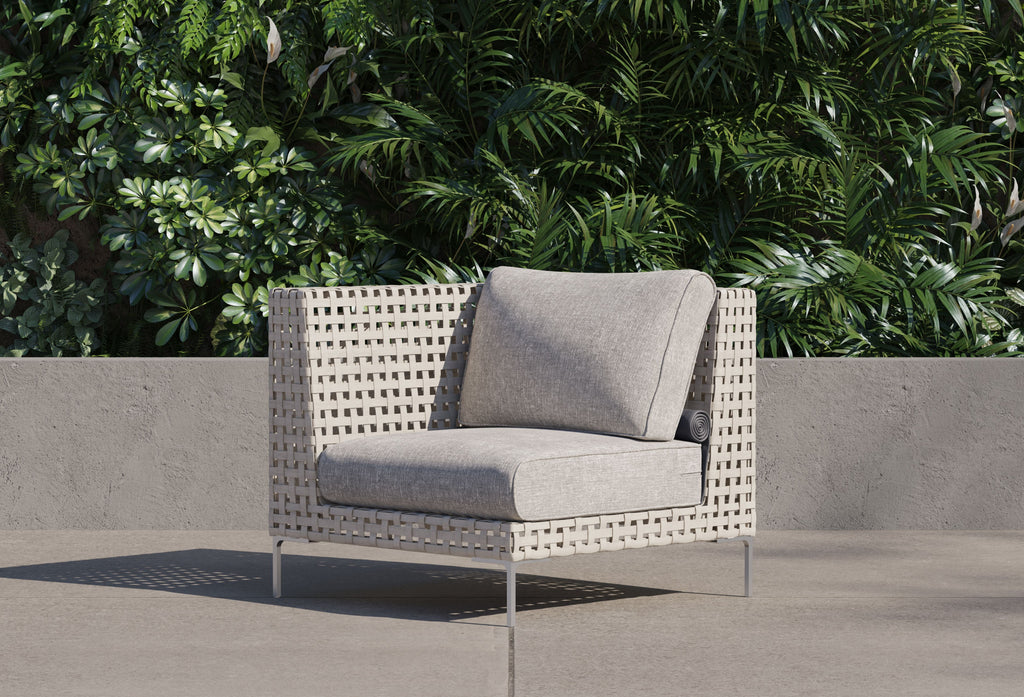 Fauteuil d'angle d'extérieur en osier tressé ajouré - Gauche/Droite