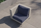 Fauteuil d'angle d'extérieur en osier tressé ajouré - Gauche/Droite
