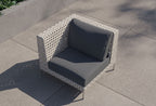 Fauteuil d'angle d'extérieur en osier tressé ajouré - Gauche/Droite