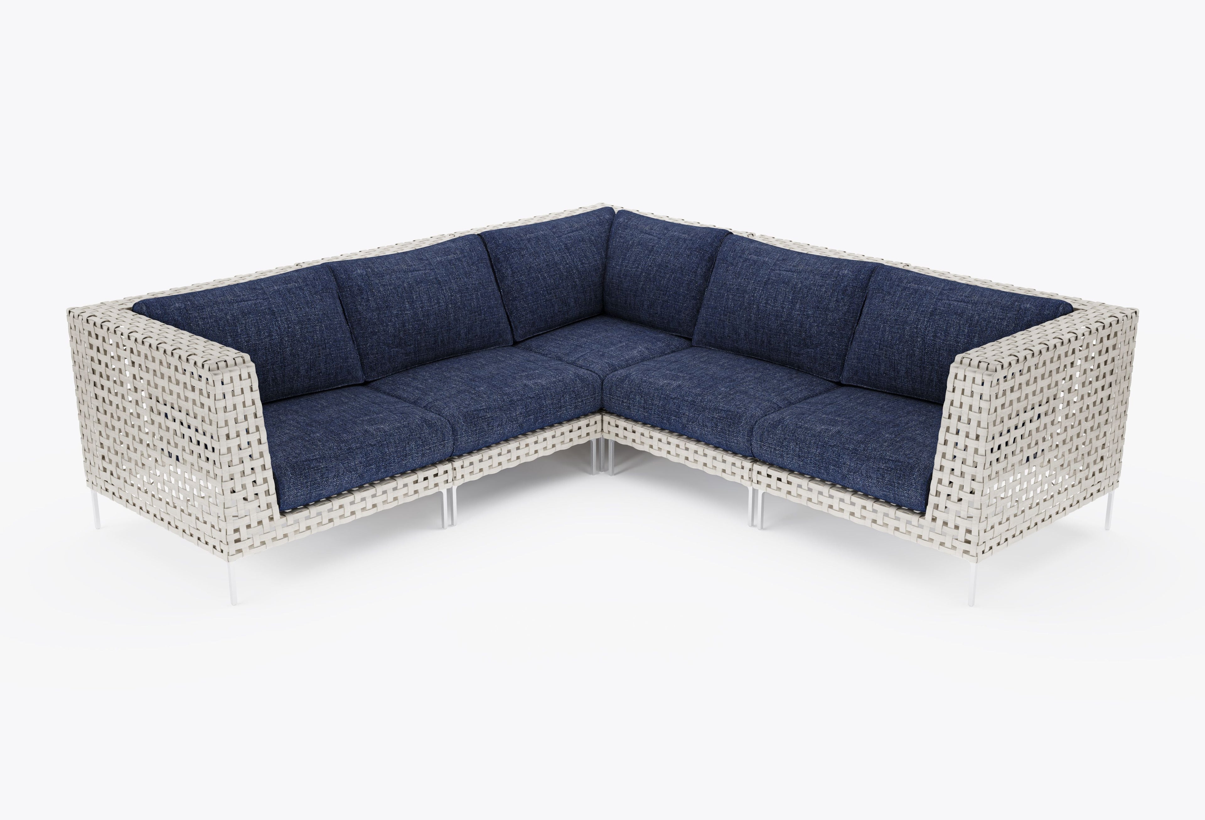 Canapé d'angle d'extérieur en résine tressée ajourée - 5 places