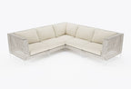 Canapé d'angle d'extérieur en résine tressée ajourée - 5 places