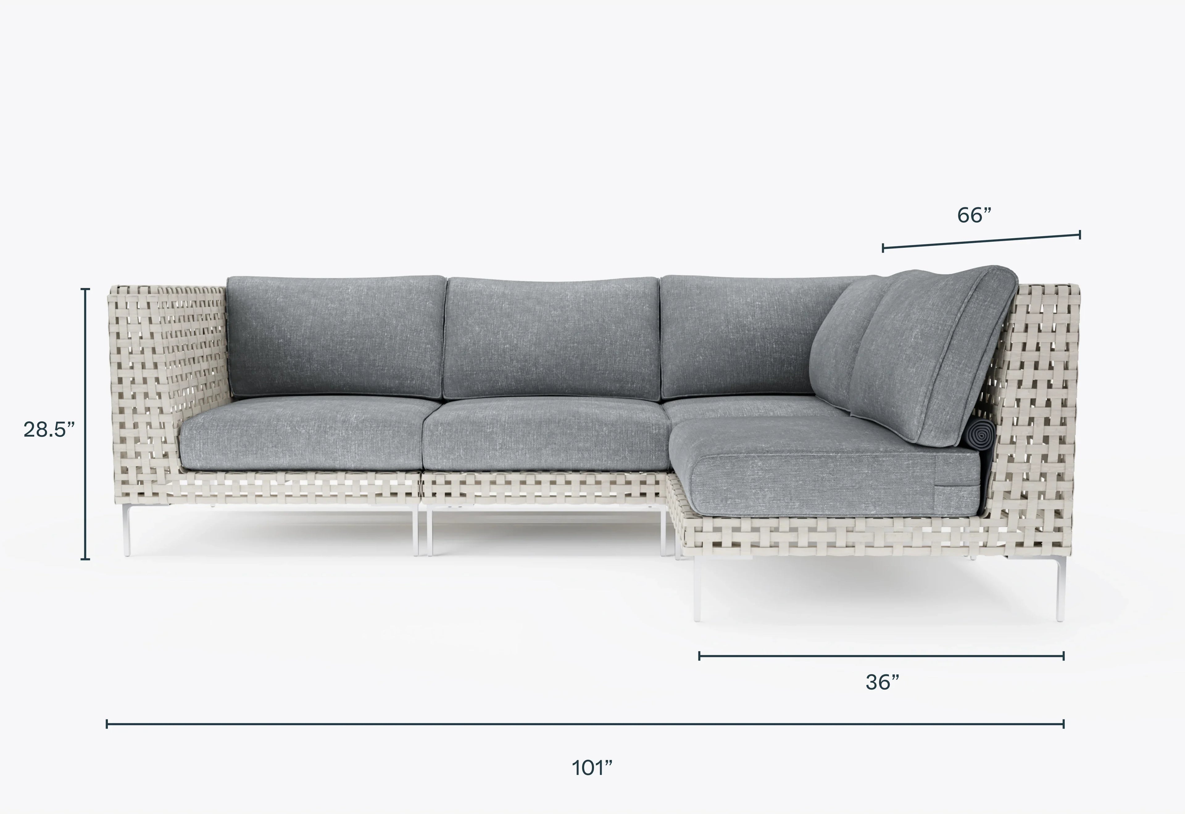 Canapé d'angle d'extérieur en résine tressée ajourée - 4 places