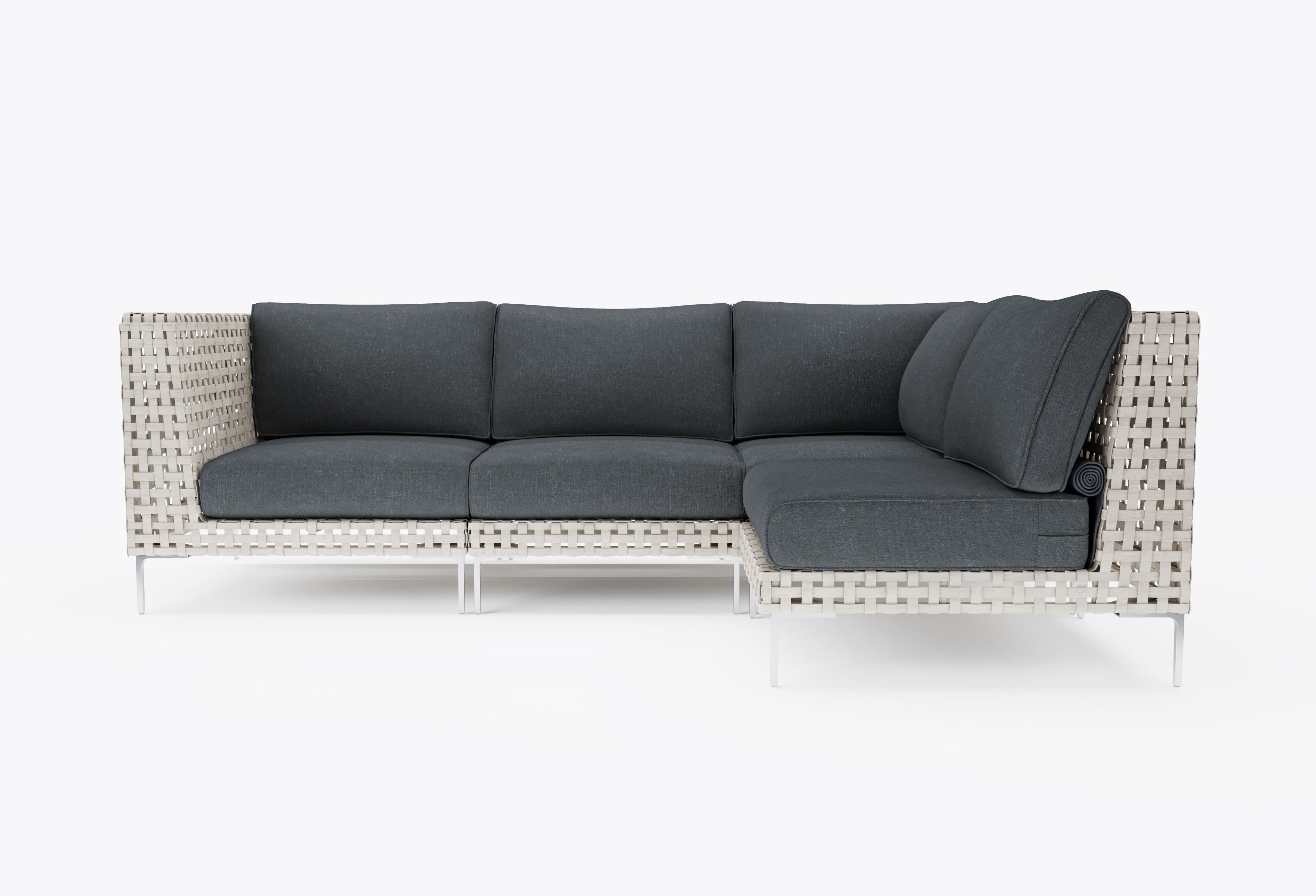 Canapé d'angle d'extérieur en résine tressée ajourée - 4 places