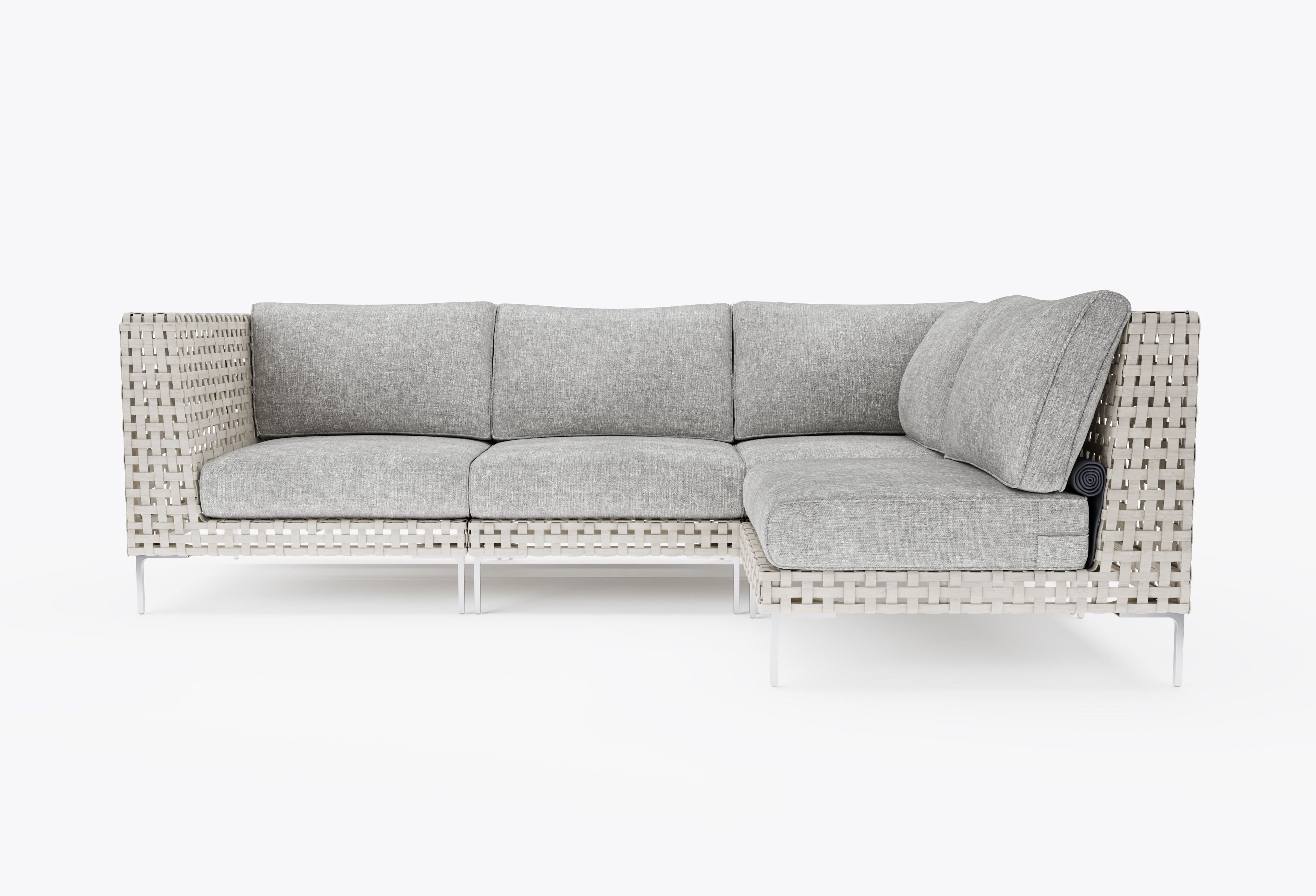 Canapé d'angle d'extérieur en résine tressée ajourée - 4 places