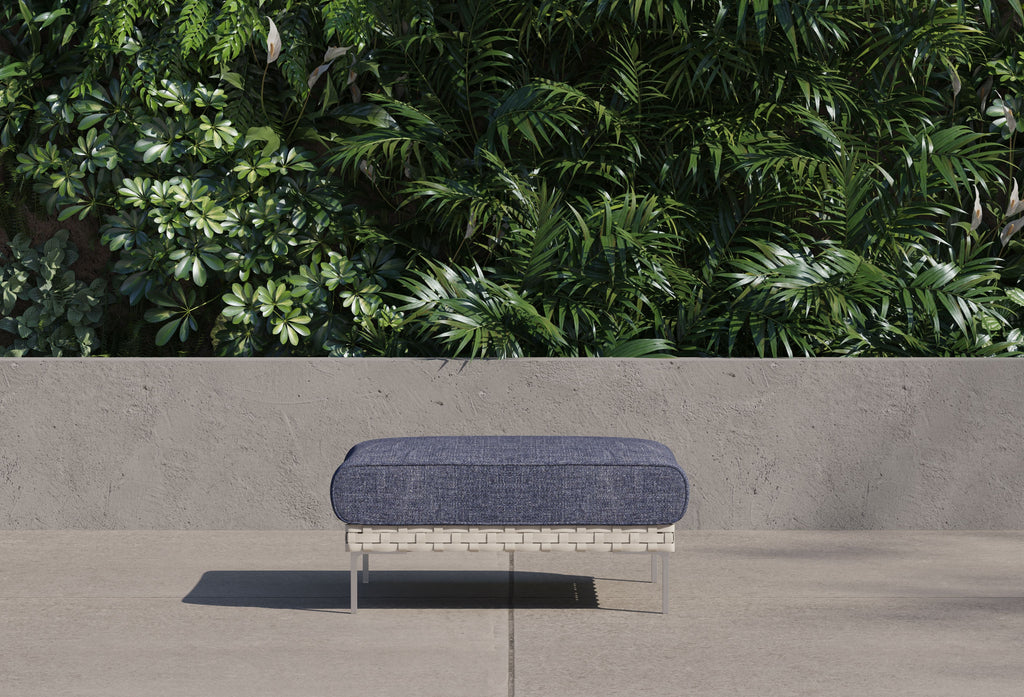 Pouf d'extérieur multifonctionnel en osier tressé ajouré