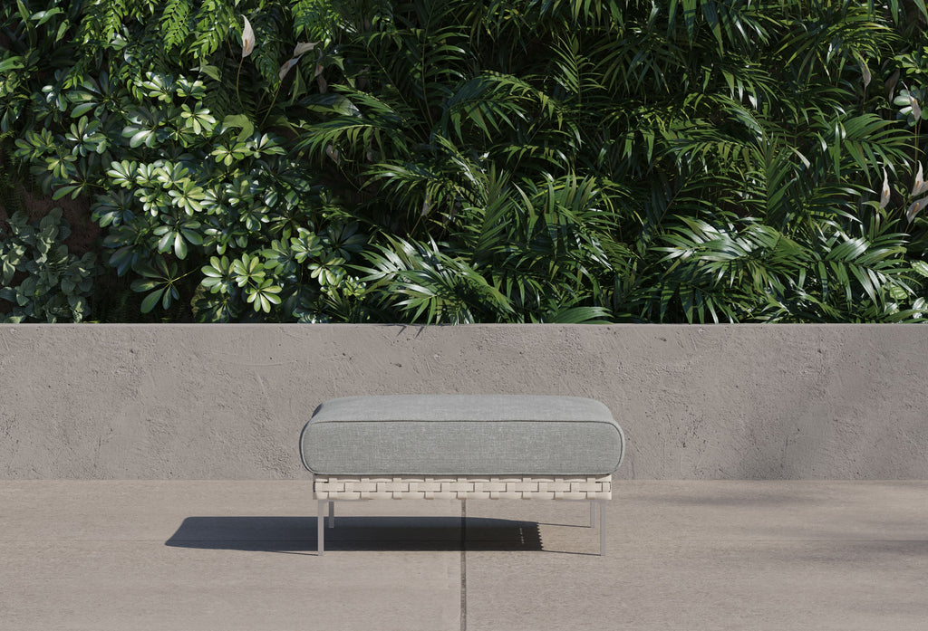 Pouf d'extérieur multifonctionnel en osier tressé ajouré