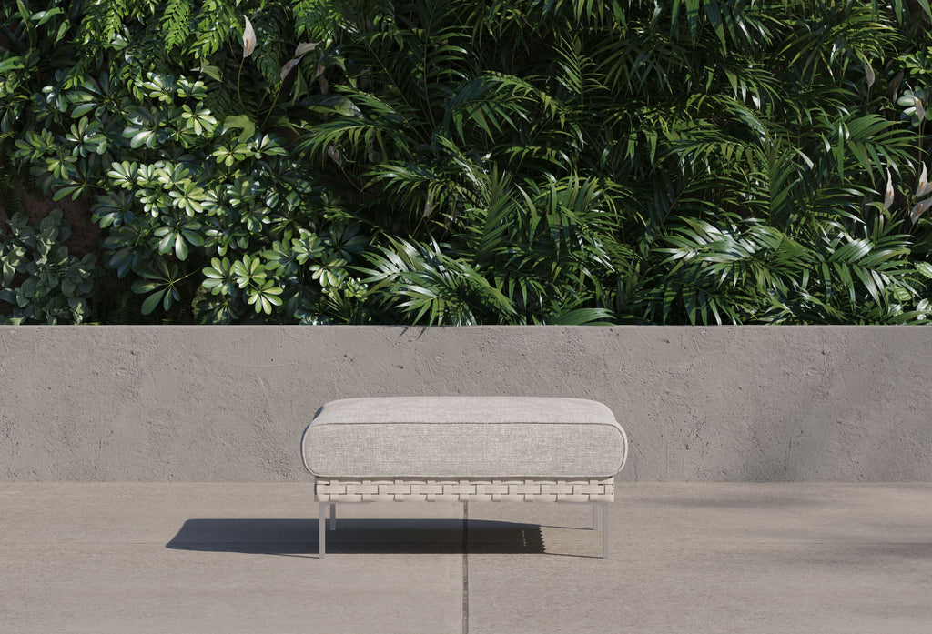 Pouf d'extérieur multifonctionnel en osier tressé ajouré