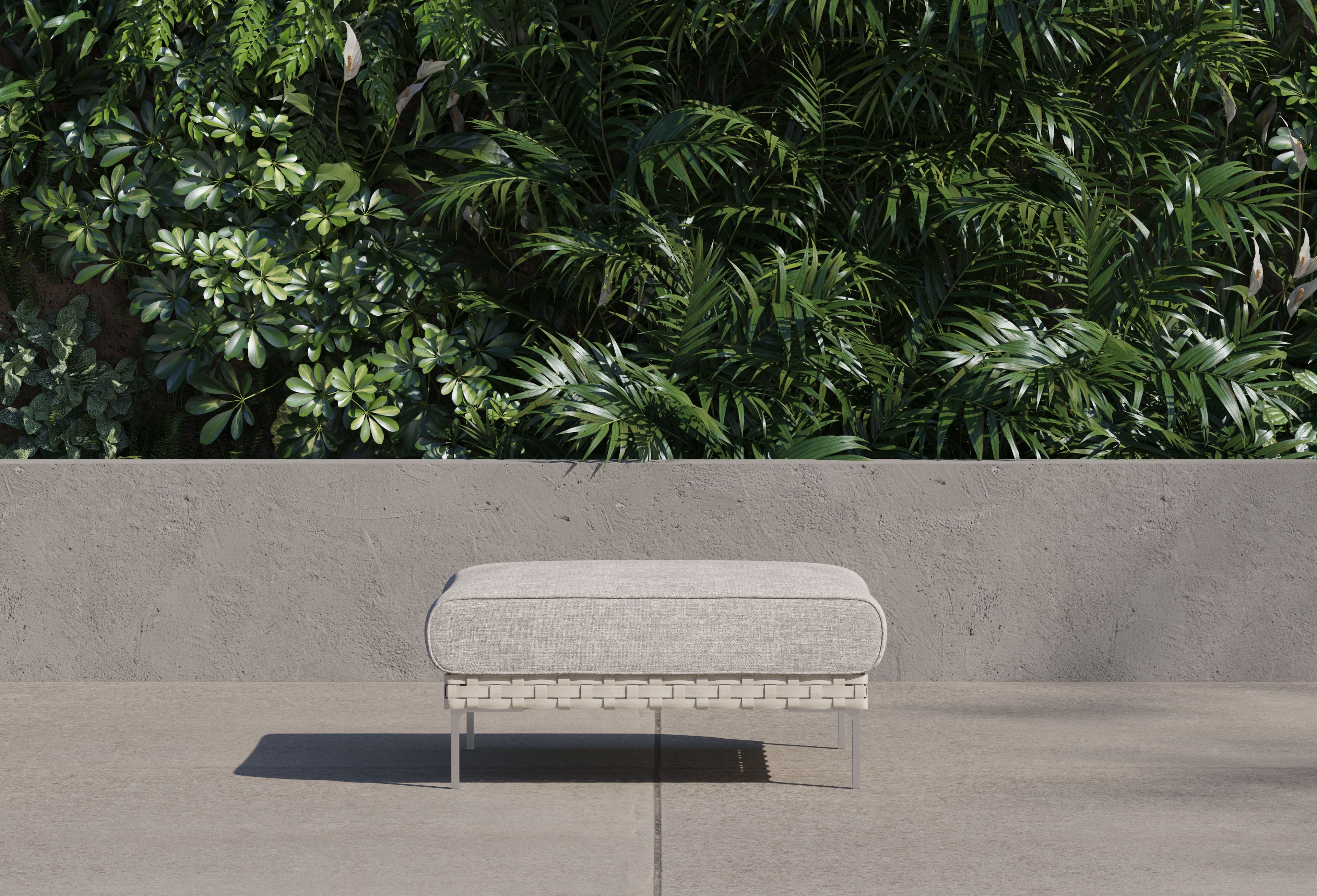 Pouf d'extérieur multifonctionnel en osier tressé ajouré