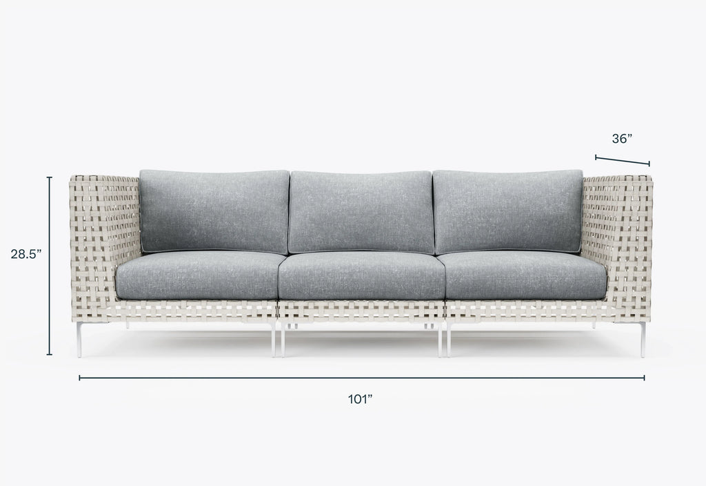 Canapé d'extérieur 3 places en résine tressée ajourée