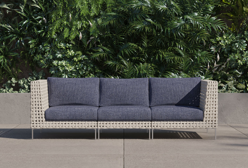 Canapé d'extérieur 3 places en résine tressée ajourée