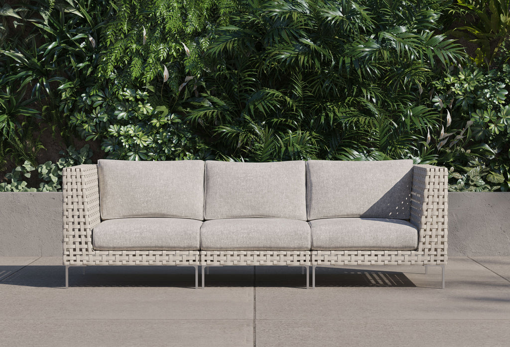 Canapé d'extérieur 3 places en résine tressée ajourée