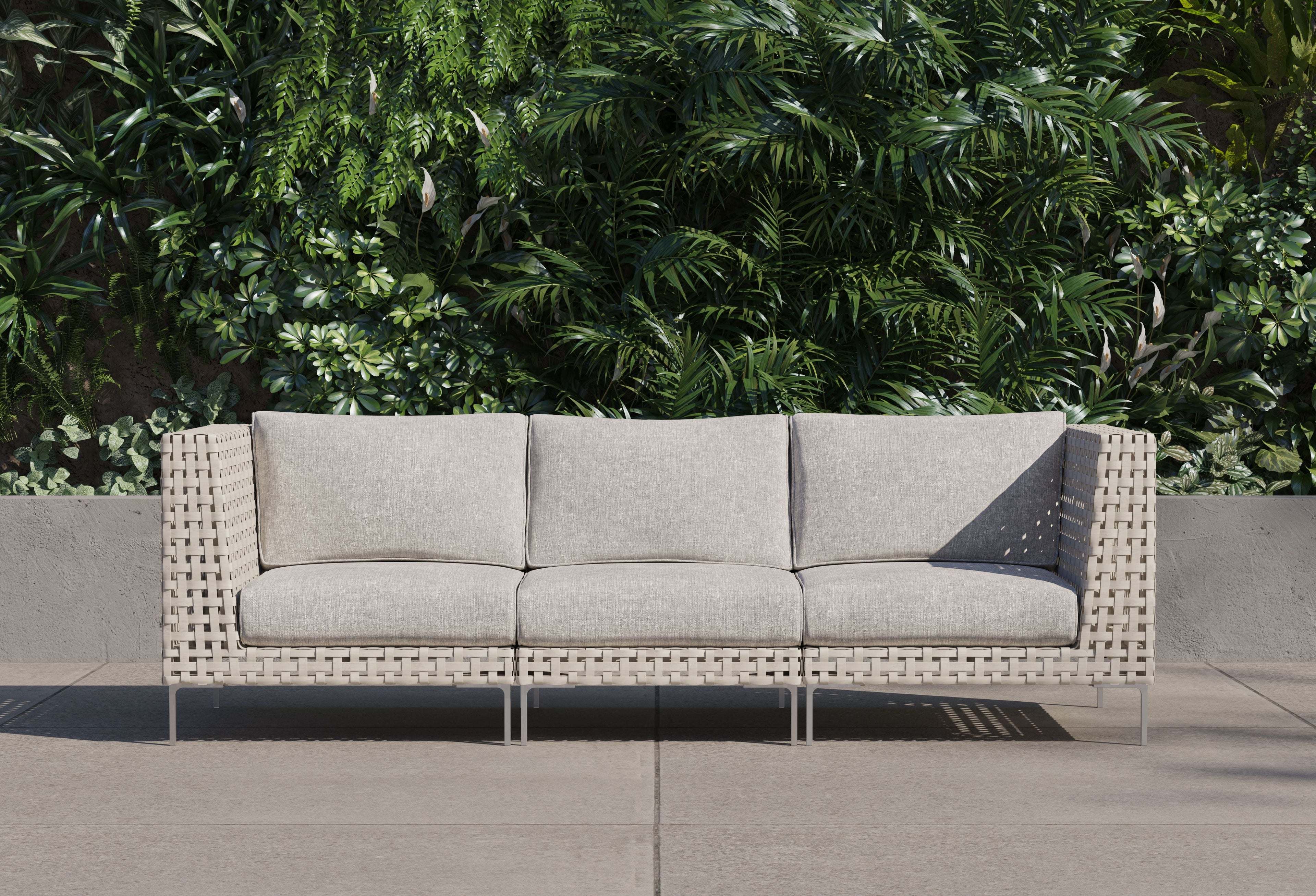 Canapé d'extérieur 3 places en résine tressée ajourée