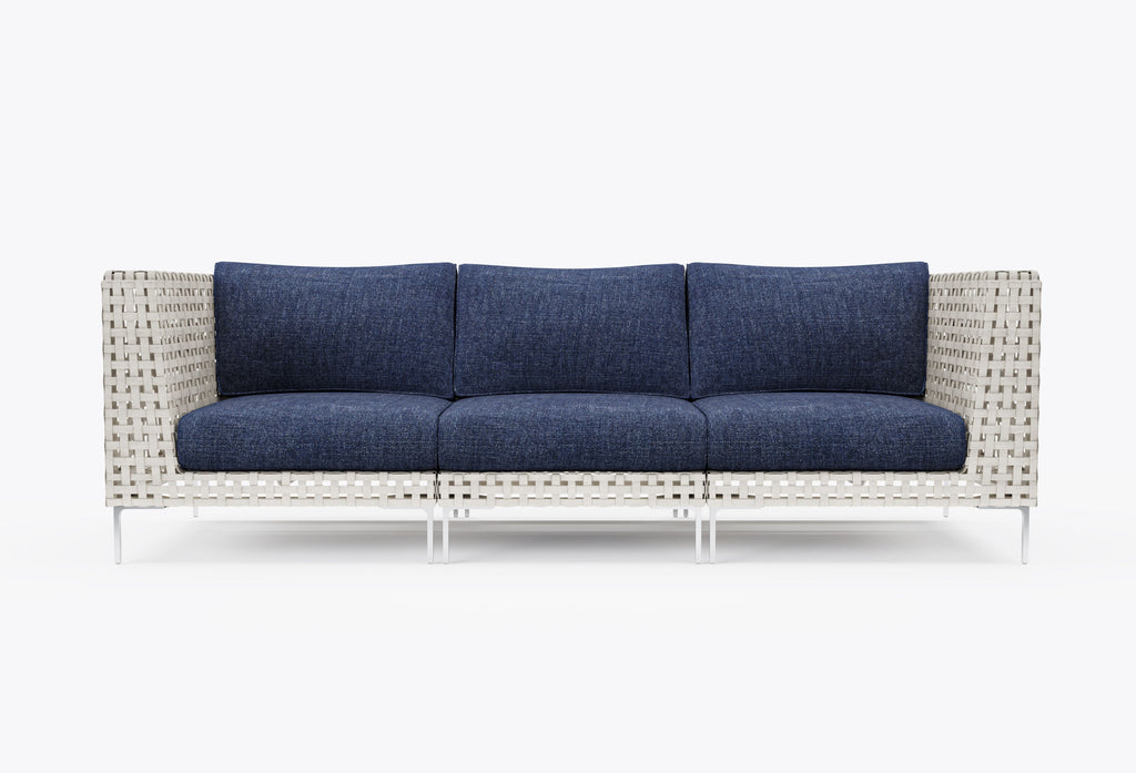 Canapé d'extérieur 3 places en résine tressée ajourée