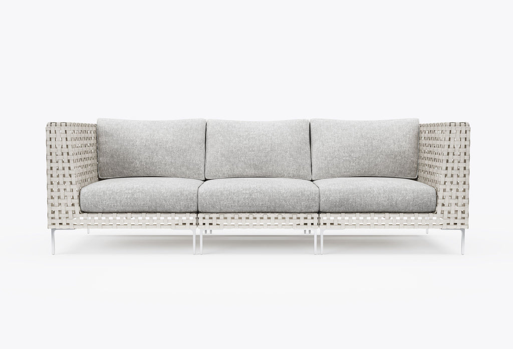 Canapé d'extérieur 3 places en résine tressée ajourée