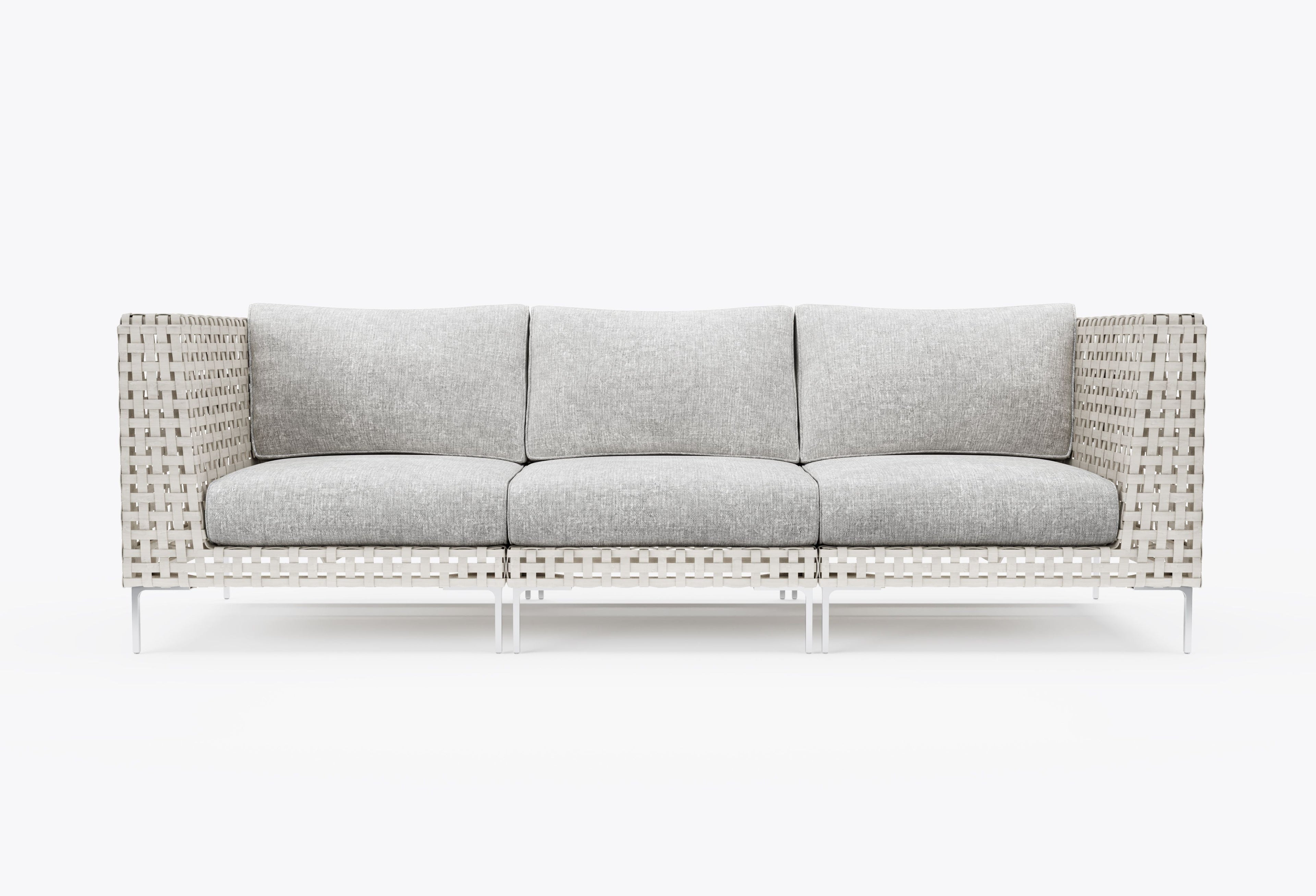 Canapé d'extérieur 3 places en résine tressée ajourée