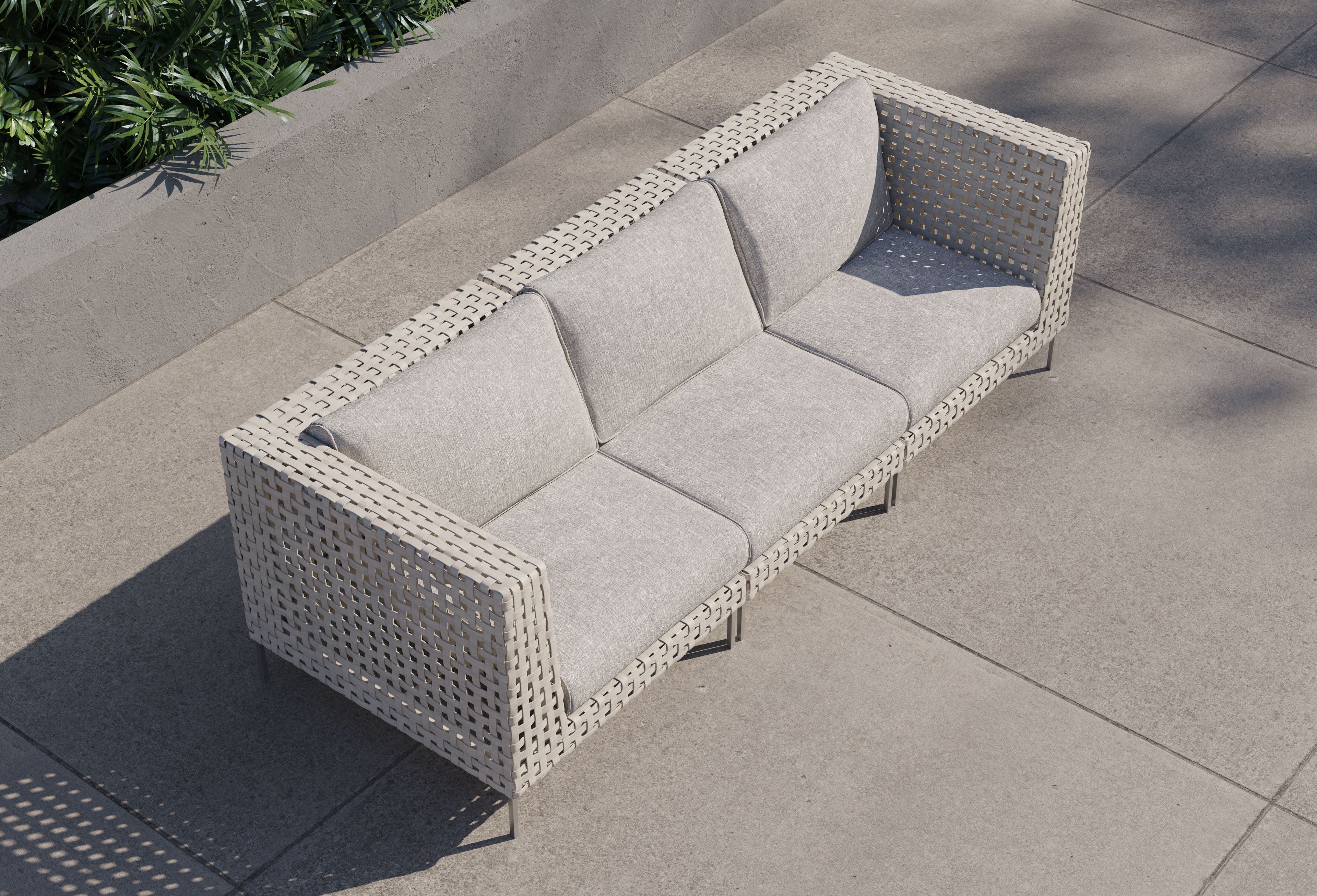 Canapé d'extérieur 3 places en résine tressée ajourée