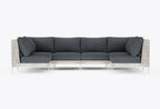 Canapé d'angle d'extérieur en résine tressée ajourée en forme de U - 6 places