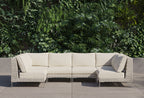 Canapé d'angle d'extérieur en résine tressée ajourée en forme de U - 6 places