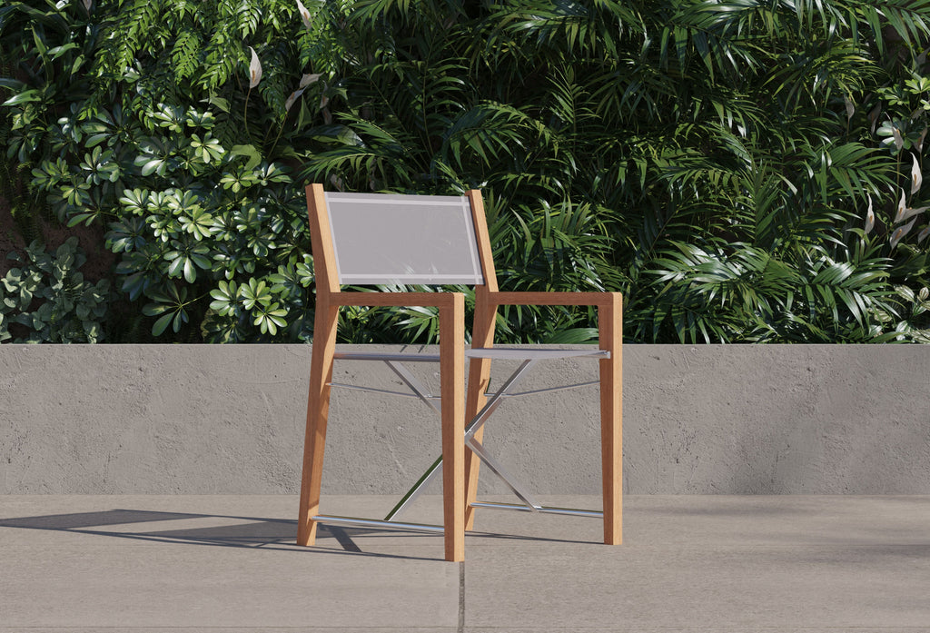 Chaise de directeur de salle à manger extérieure en teck