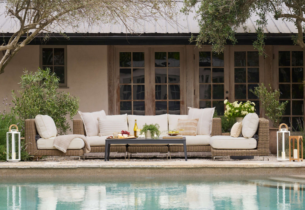 Table basse d'extérieur rectangulaire en aluminium