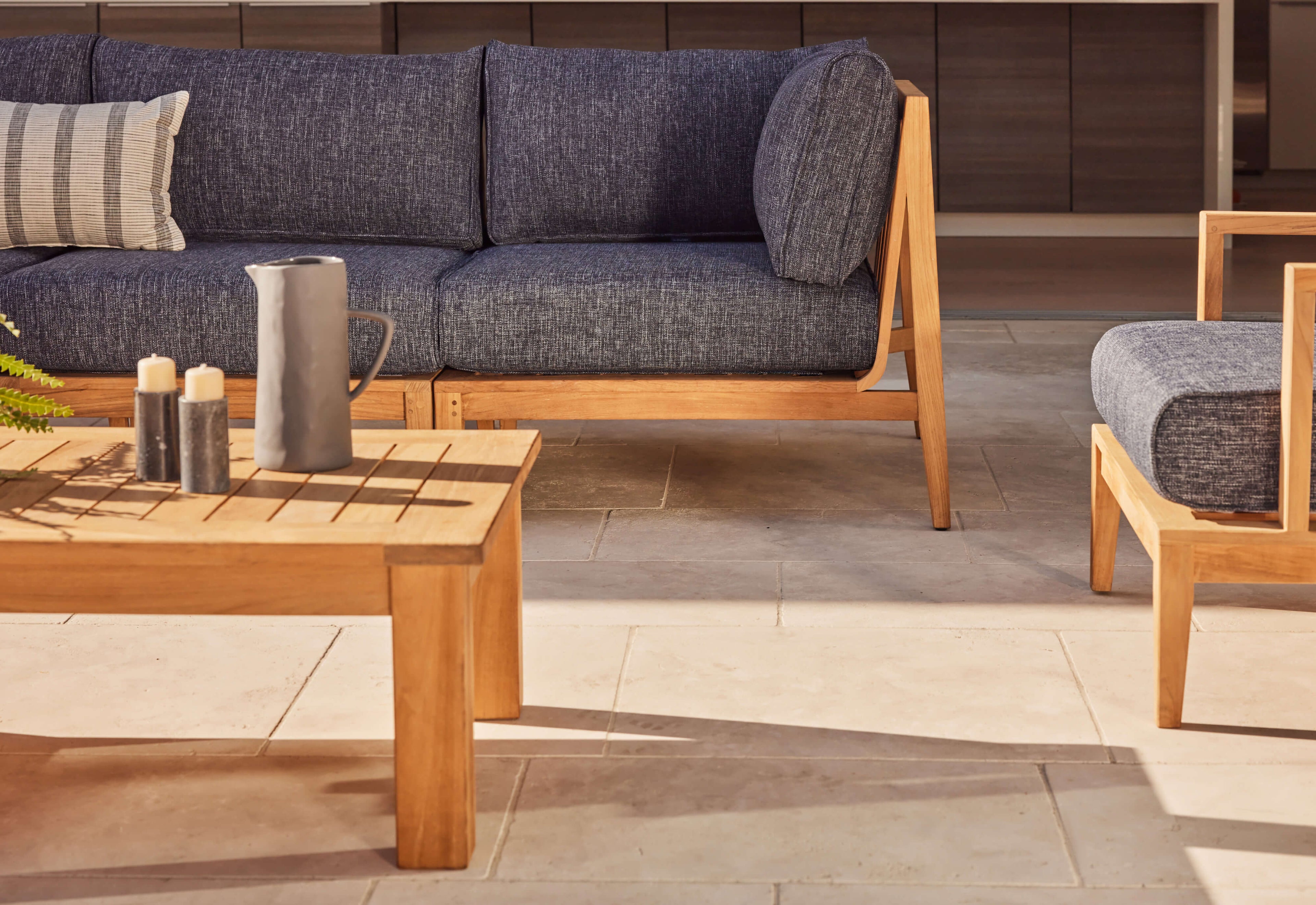 Canapé d'extérieur en teck avec fauteuils - 4 places